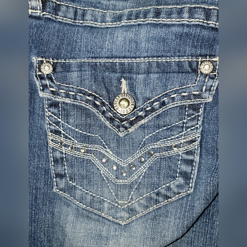 Harley-Davidson Women's Denim Straight Leg Jeans - Picture 7 of 14